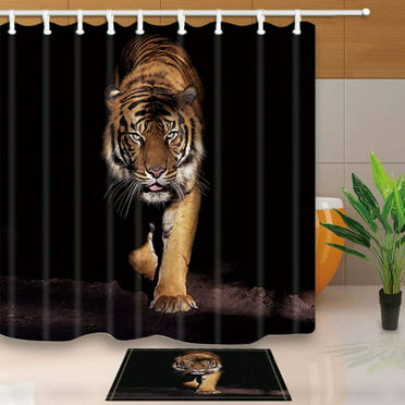 Tiger Funny Doormat Noble Beast Crouching on a Rock Sumatrian Large Cat Beautiful Nature Photography Area Rugs Multicolor 24 x 72 